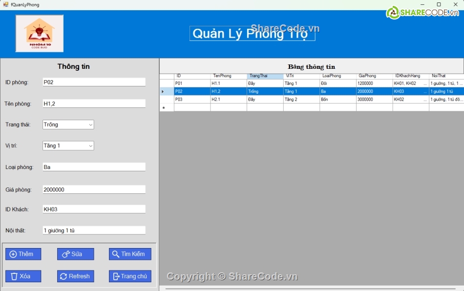 Đồ án C#,Quản lý nhà trọ,quản lý chung cư,csdl,SQL Server,báo cáo và slide